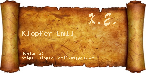 Klopfer Emil névjegykártya