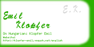 emil klopfer business card